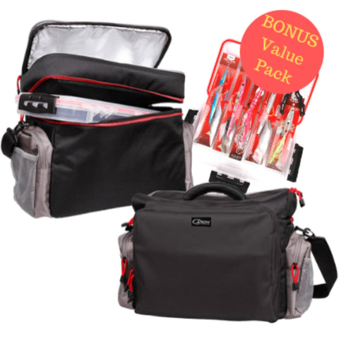CATCH TACKLE SHOULDER BAG - 5 COMPARTMENT WITH BONUS LURE PACK - GIFT IDEA