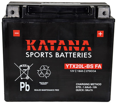 Katana Motorcycle Battery YTX20L-BS FA