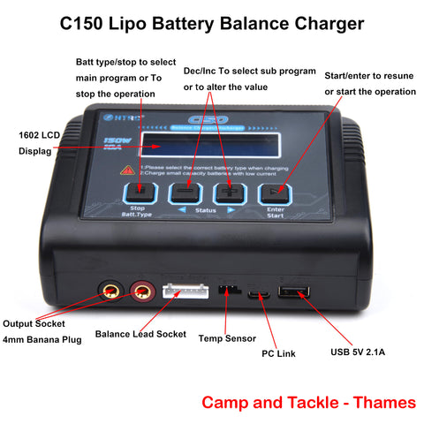 C150 BATTERY CHARGER: HTRC C150 Lipo Charger 150W 10A Suits Splashdrone 3 & #+ & many others