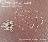 Soft Bait Genie Clips with SWIVEL, 43mm, 18kg Qty: 25/50/100