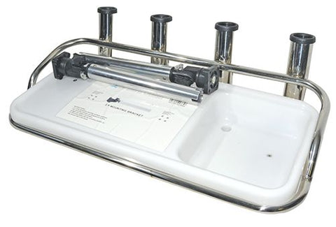 Bait Board Snapper Racks Bait Board Deluxe Model with Four Rod Holders and Sink – Camp and Tackle
