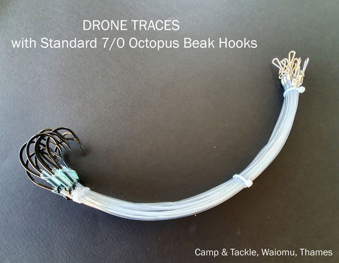 Drone Traces with Octopus 7-0 Beak Hooks
