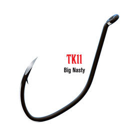 Trokar TK11-6/0 Big Nasty Fishing Hook - Black Chrome, Surgically Sharpened, 9 Hooks Per Pack